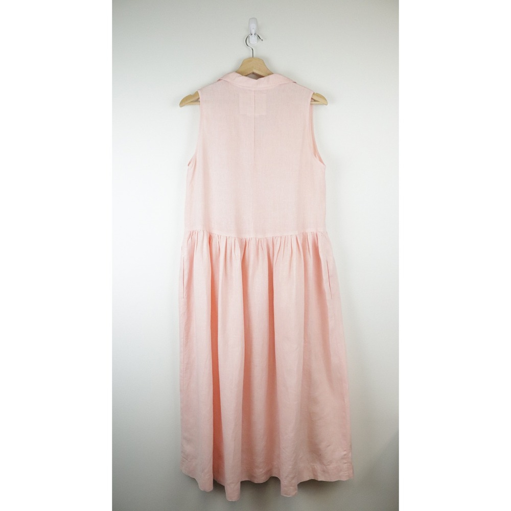 Frank & Eileen Daphne Linen Shirt Dress Peach Pink Small - Picture 3 of 10